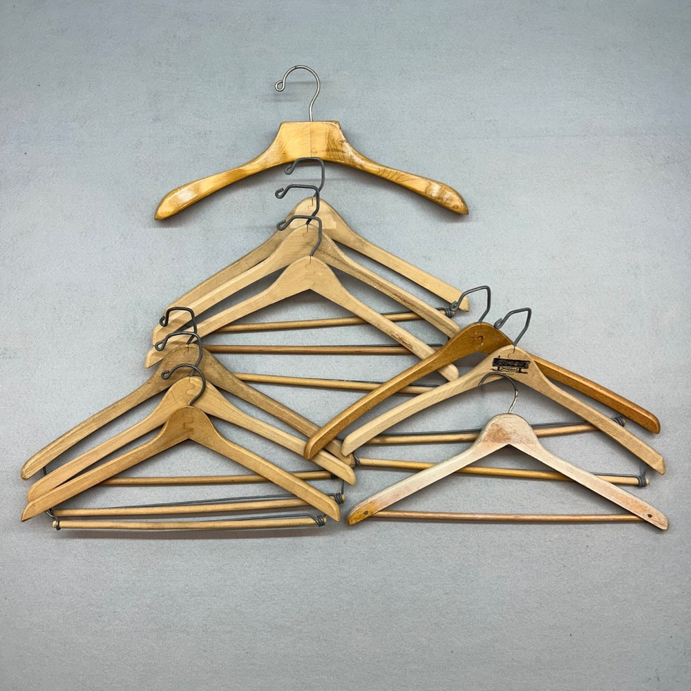 10 Vintage Wooden Hangers Lot Wishbone Batts Grand Rapids Gross Original Denver